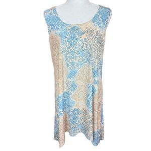 Lbisse Sleeveless Casual Dress Size Large Floral Print Shark Bite Coverup‎
